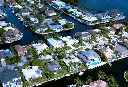 Arial Drone image of Blue Inlet in Boca Raton, Florida